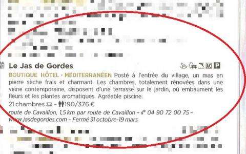 L'hôtel Le Jas de Gordes recommandé par le guide Michelin